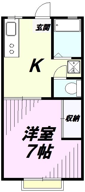 リバーサイドハイツ A棟(1K/1階)の間取り写真