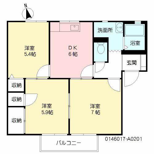 アーバン森町A(3DK/2階)の間取り写真