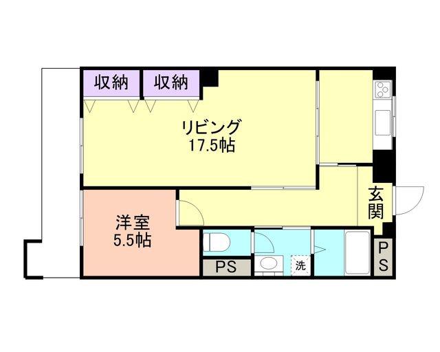 ハイツカドゼン(1LDK/4階)の間取り写真