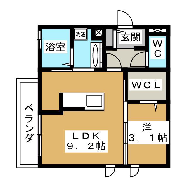 JR信越本線 長野駅(JR・しなの) 徒歩9分 3階建 築7年(1LDK/2階)の間取り写真