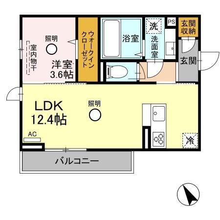 セレブ武蔵塚(1LDK/2階)の間取り写真
