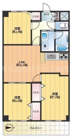 アネックス高島平(3LDK/2階)の間取り写真
