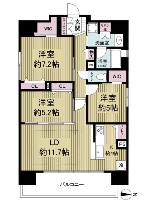 レジュールアッシュ谷町四丁目グランクラス(3LDK/13階)の間取り写真