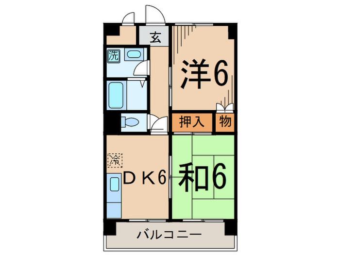 ソルトハイムⅠ(2DK/1階)の間取り写真