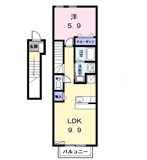 アンテノール(1LDK/2階)の間取り写真