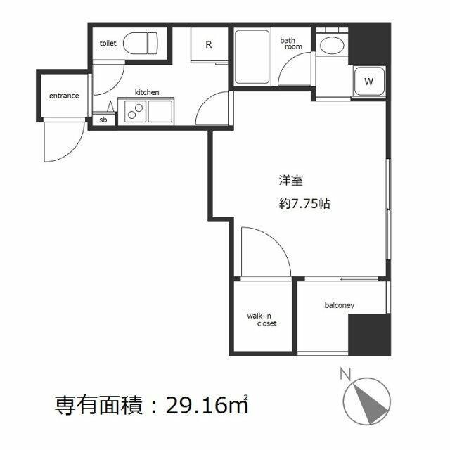 KM中目黒ビル(1K/9階)の間取り写真