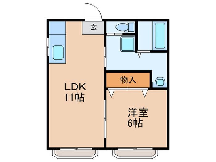 コーポ杉原I(1LDK/1階)の間取り写真