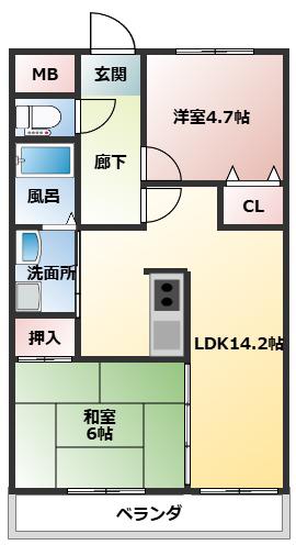 グラシアス・となみ(2LDK/4階)の間取り写真