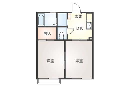 グリーンフラット(2DK/1階)の間取り写真