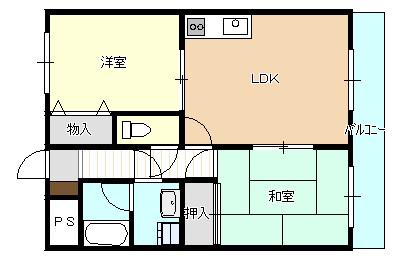レジャンデールI(2LDK/7階)の間取り写真