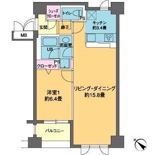 カスタリア茅場町(1LDK/3階)の間取り写真