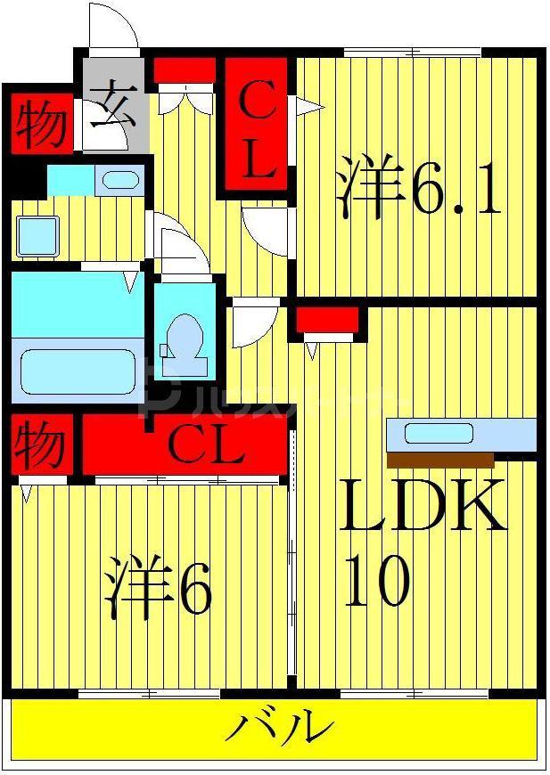グランフェリシア(2LDK/1階)の間取り写真