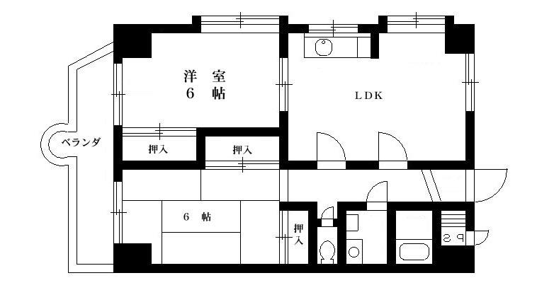 平山ビルデンス(2LDK/4階)の間取り写真