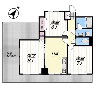 BEIT SHALOM(3LDK/8階)の間取り写真