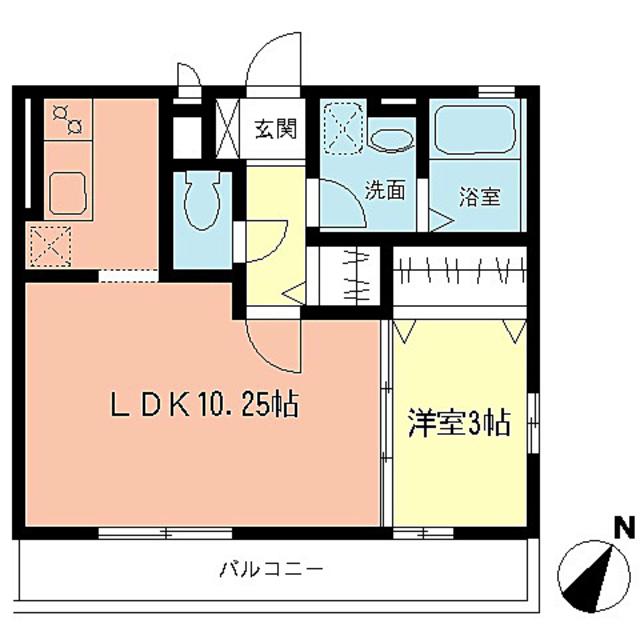 サンハイムB(1LDK/2階)の間取り写真