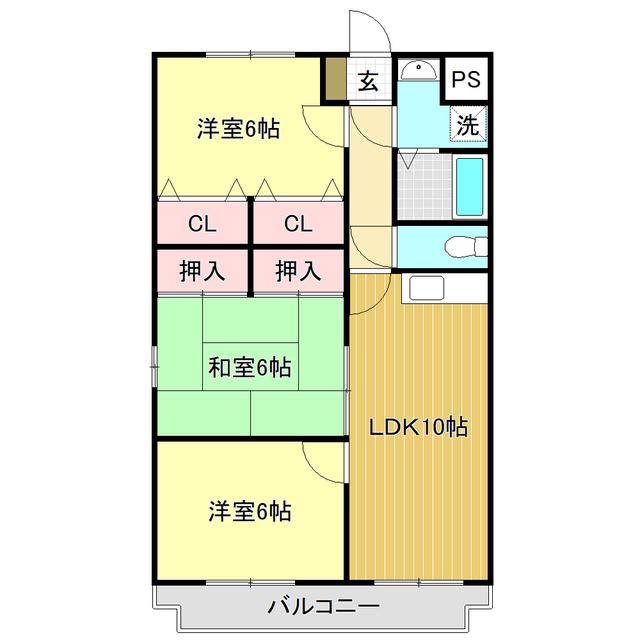 ピースハウスM(3LDK/3階)の間取り写真