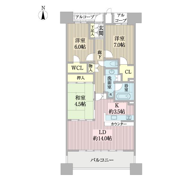 リーザス南千里(3LDK/6階)の間取り写真