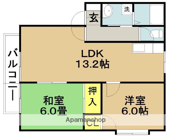 フルーツバスケット(2LDK/1階)の間取り写真
