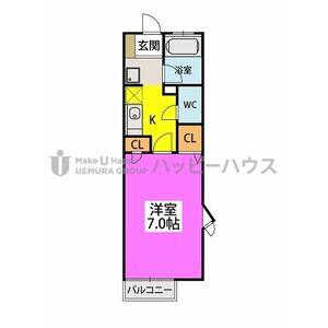 パルメゾン二日市(1K/2階)の間取り写真
