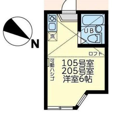 ユナイト上町ヘルマンミュラー(1K/2階)の間取り写真