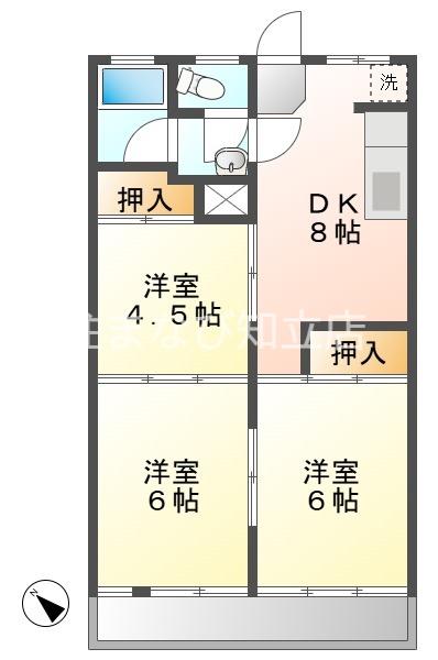 第2知商ビル(3DK/5階)の間取り写真