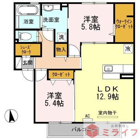 ルミエール(2LDK/2階)の間取り写真