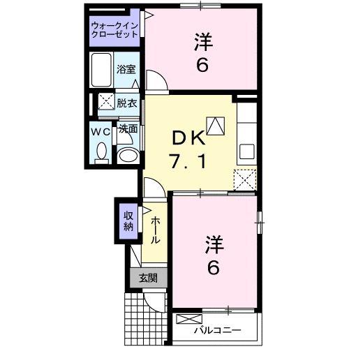 SUN イースト(2DK/1階)の間取り写真