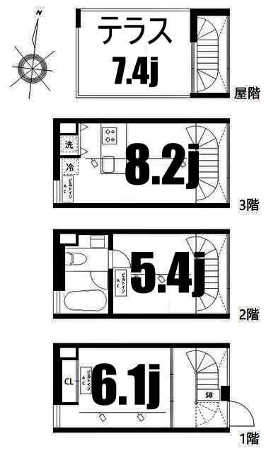 JR京浜東北線 鶴見駅 徒歩7分 3階建 築18年(2DK/1階)の間取り写真
