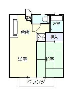 神明ハイツ(1LDK/2階)の間取り写真