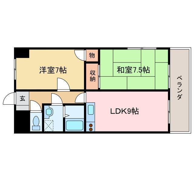 アーバンコート北新町(2LDK/3階)の間取り写真