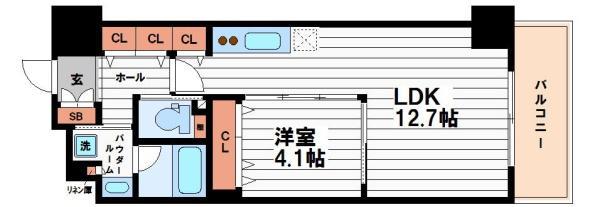 DIMUS北浜(1LDK/12階)の間取り写真