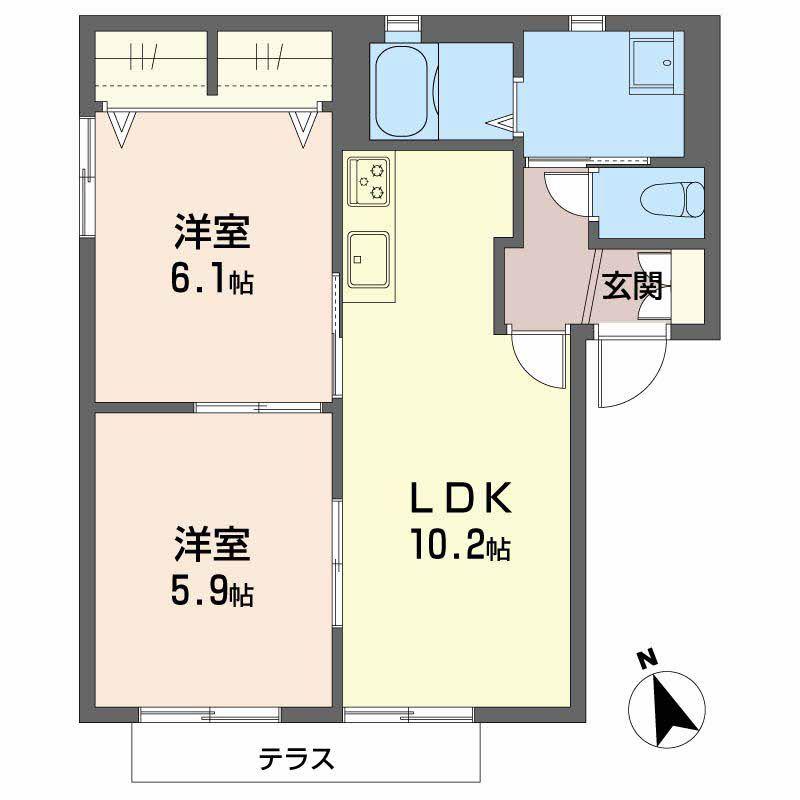 クリエイトシティ創建(2LDK/1階)の間取り写真
