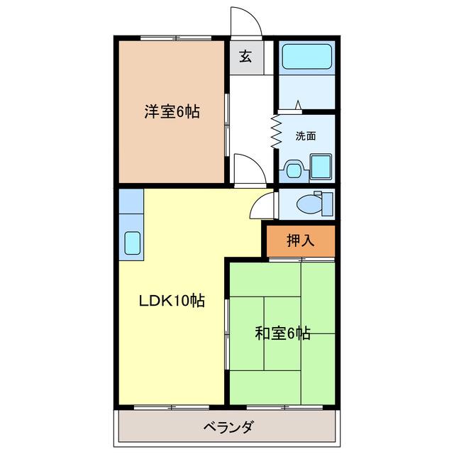 メゾン静(2LDK/4階)の間取り写真