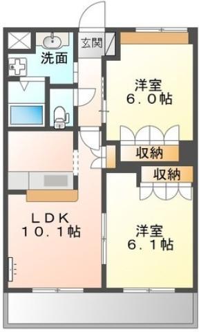 コートヴェール中島田(2LDK/2階)の間取り写真