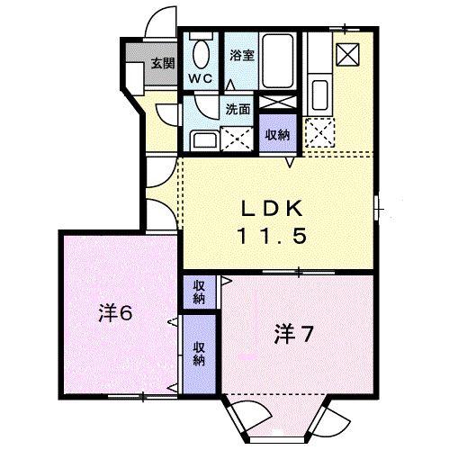 シーサイドヒルズ西山II(2LDK/1階)の間取り写真
