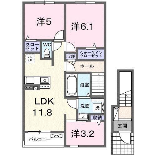 プラッツ・ルーエ(3LDK/2階)の間取り写真