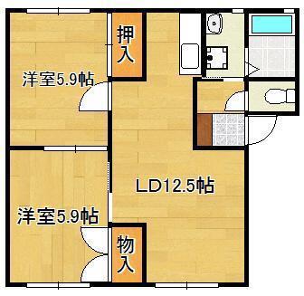 ラフィーネ岩瀬 (2LDK/1階)の間取り写真