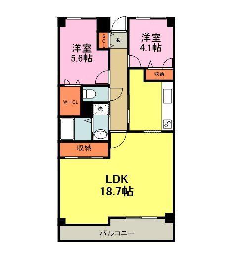 メゾンけやき平(2LDK/3階)の間取り写真