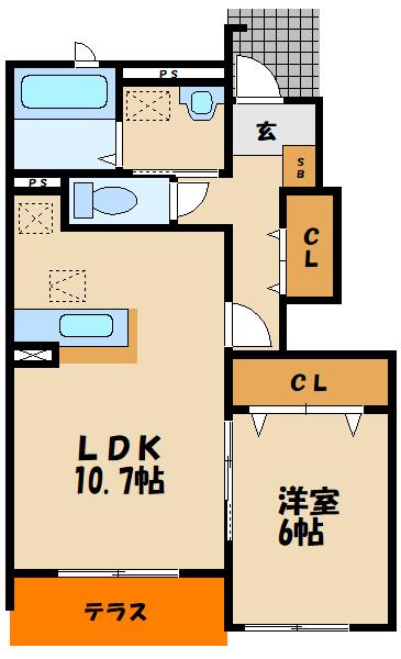 ジェルメ・ミニョン(1LDK/1階)の間取り写真