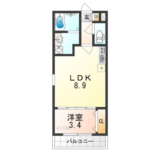 ジーメゾン岸和田クレリア(1LDK/2階)の間取り写真