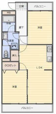 フォーシーズン御幸山(2LDK/3階)の間取り写真