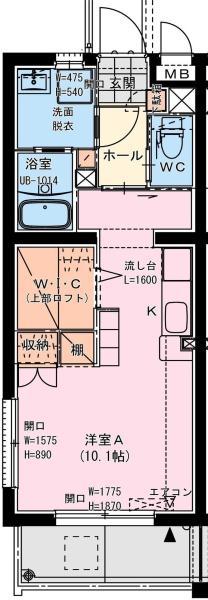 エリオン権現(ワンルーム/2階)の間取り写真