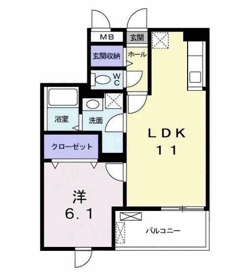 エスポワール ほたる野(1LDK/5階)の間取り写真