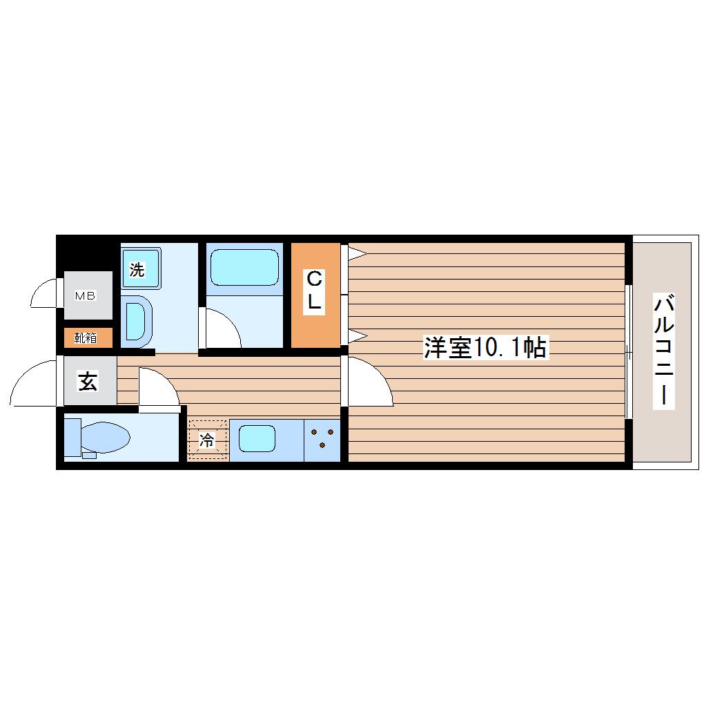 クレセール河原町(1K/3階)の間取り写真