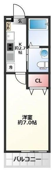 グランメゾン行徳(1K/3階)の間取り写真
