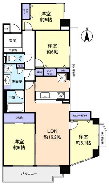 ベルパーク八千代R棟(4LDK/2階)の間取り写真