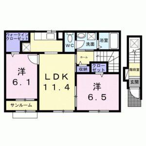 パーク・エノコダ(2LDK/2階)の間取り写真