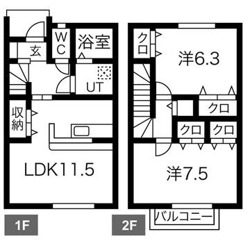 BLISS美原(2LDK/1階)の間取り写真