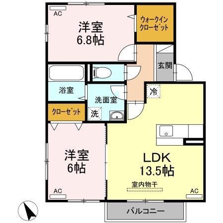 リビングタウン飯岡新田II(2LDK/1階)の間取り写真