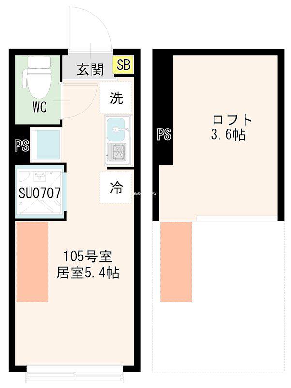 ハーモニーテラス北千住F(ワンルーム/1階)の間取り写真